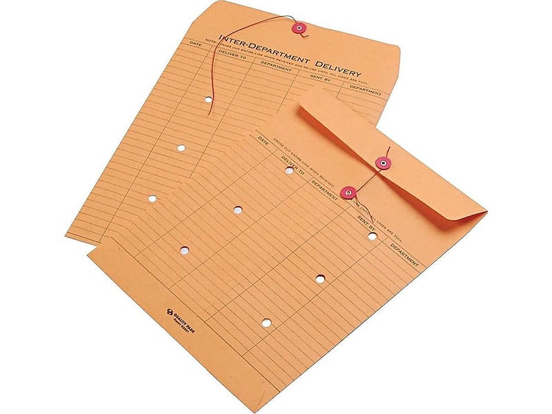 Quality Park Brown Kraft String/Button Interoffice Envelope, #97, Two-Sided Five-Column Format, 52-Entries, 10 x 13, Brown Kraft, 100/CT - Image 2